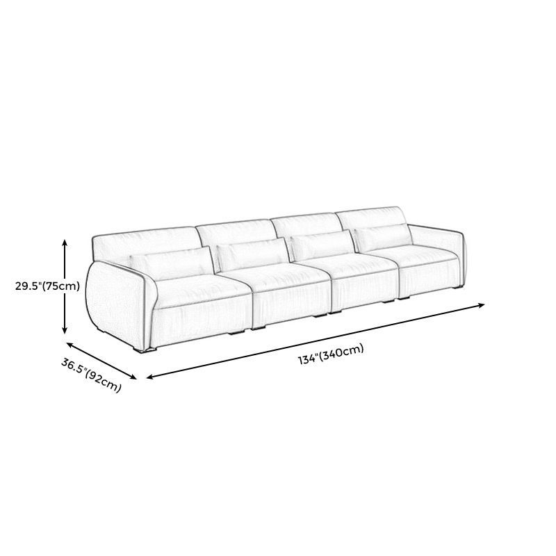 Scandinavian Tan Faux Leather Straight Arm Sofa/Sectionals with Stain-Resistant