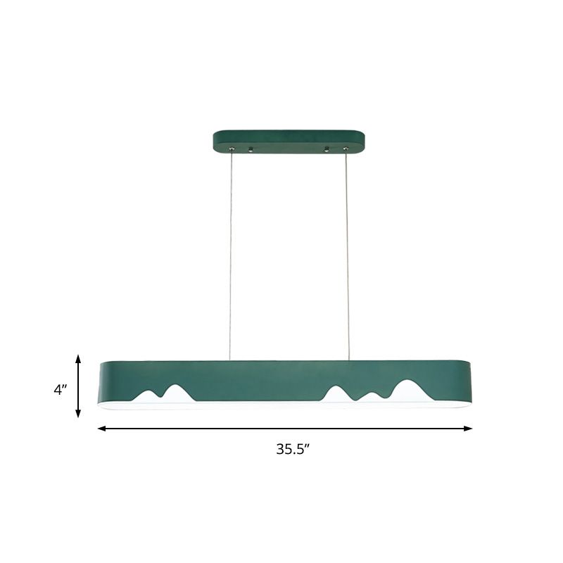 White/Black/Green Rectangular Linear Chandelier Modern Led Metal Hanging Ceiling Light in White/Warm Light, 35.5"/47" Wide