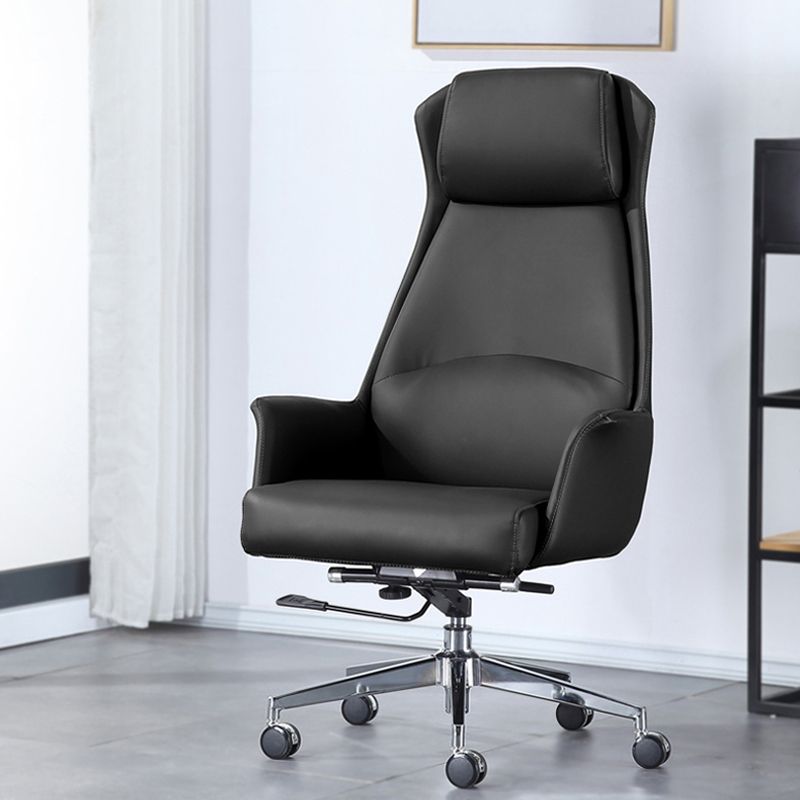 Leather Office Chair Fixed Arm Task Chair for Home and Office