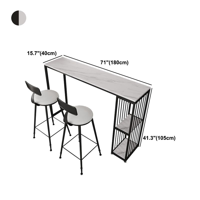 Modern White Marble Table with Rectangle Table Top Double Pedestal Table - 42" H