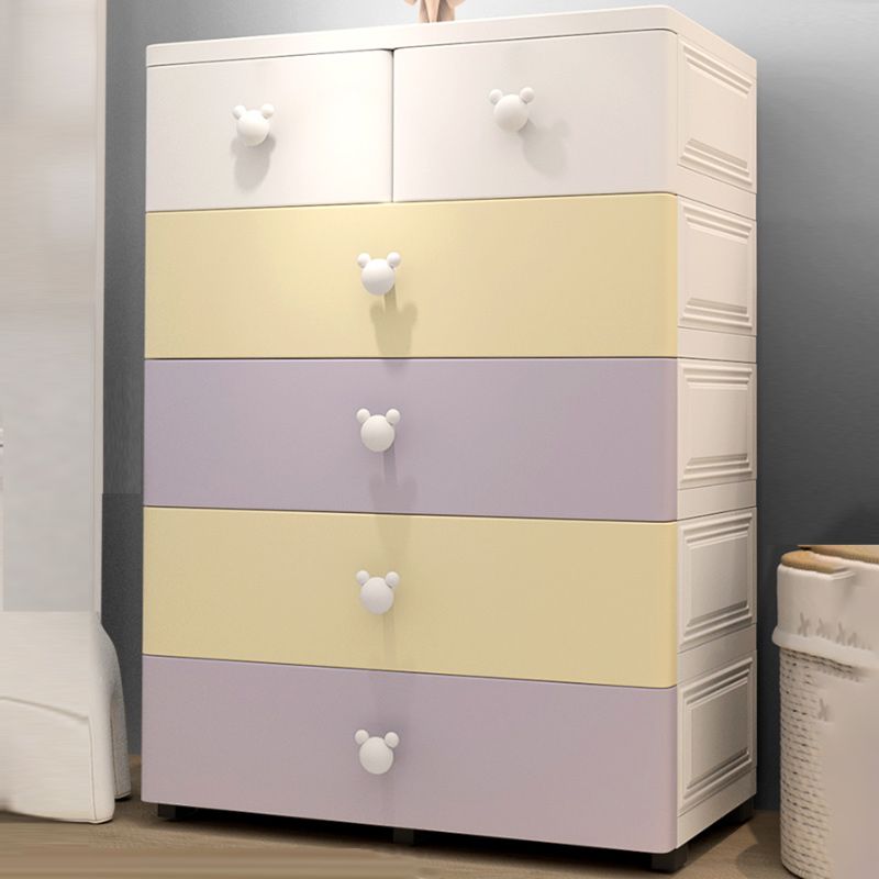 Plastic Kids Nightstand Scandinavian Nursery Dresser with 6 Drawers , 14.82-inch W