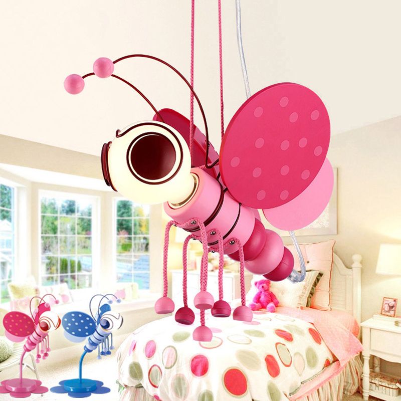 Kids Style Bee Shape Suspension Lighting Metallic 1-Light Nursery Pendant Ceiling Light