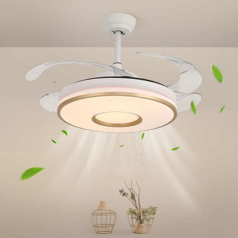 Modern Single White/Golden Ceiling Fan Lamp LED Ceiling Fan Light for Dining Room