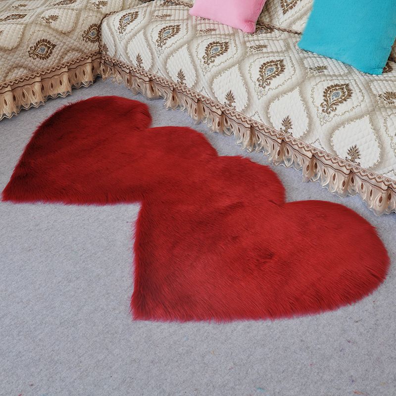 Symmetric Loving Heart Plain Rug Multi Colored Casual Style Carpet Shag Pet Friendly Stain Resistant Anti-Slip Rug for Door