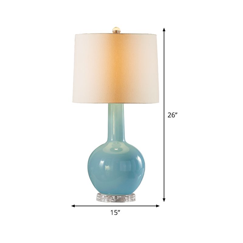 Contemporary Urn-Shaped Nightstand Lamp Ceramic 1 Bulb Reading Book Light in Blue