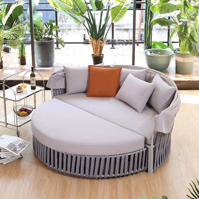 Modern Patio Daybed Metal Water Resistant Outdoor Patio Sofa with Cushions