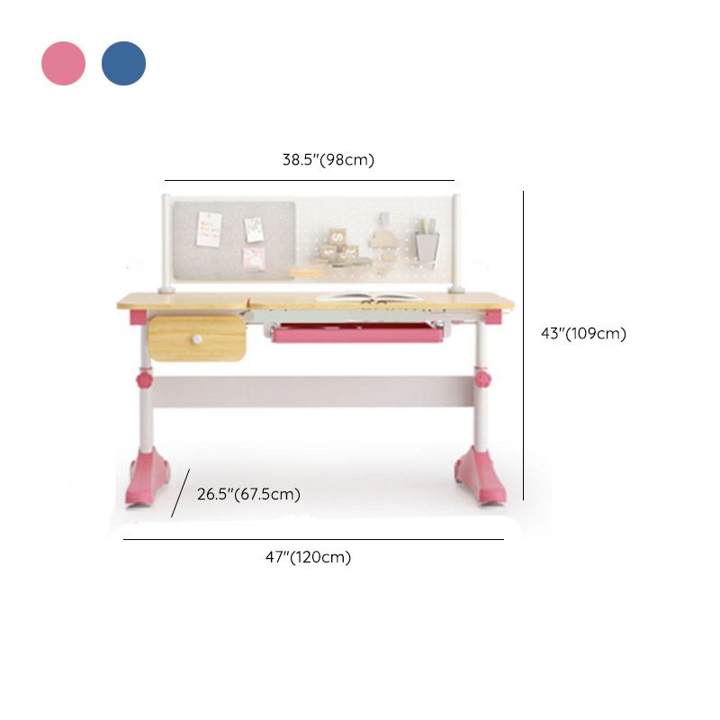 Adjustable Study Desk Home Table and Chair Set with Storage Drawer Solid Wood