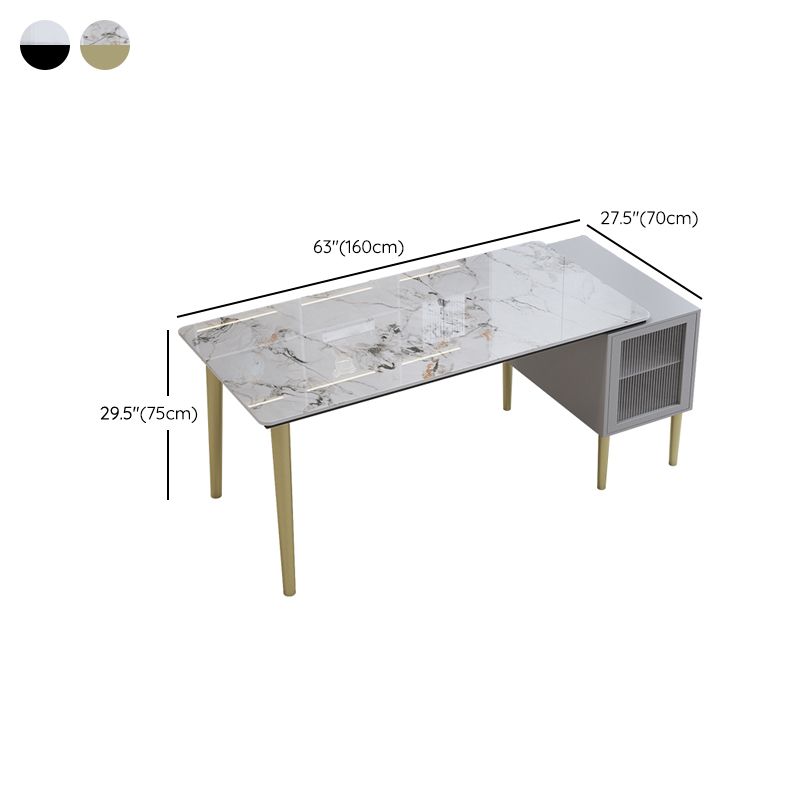 Glam Stone Office Desk Cabinet Included Writing Desk for Office