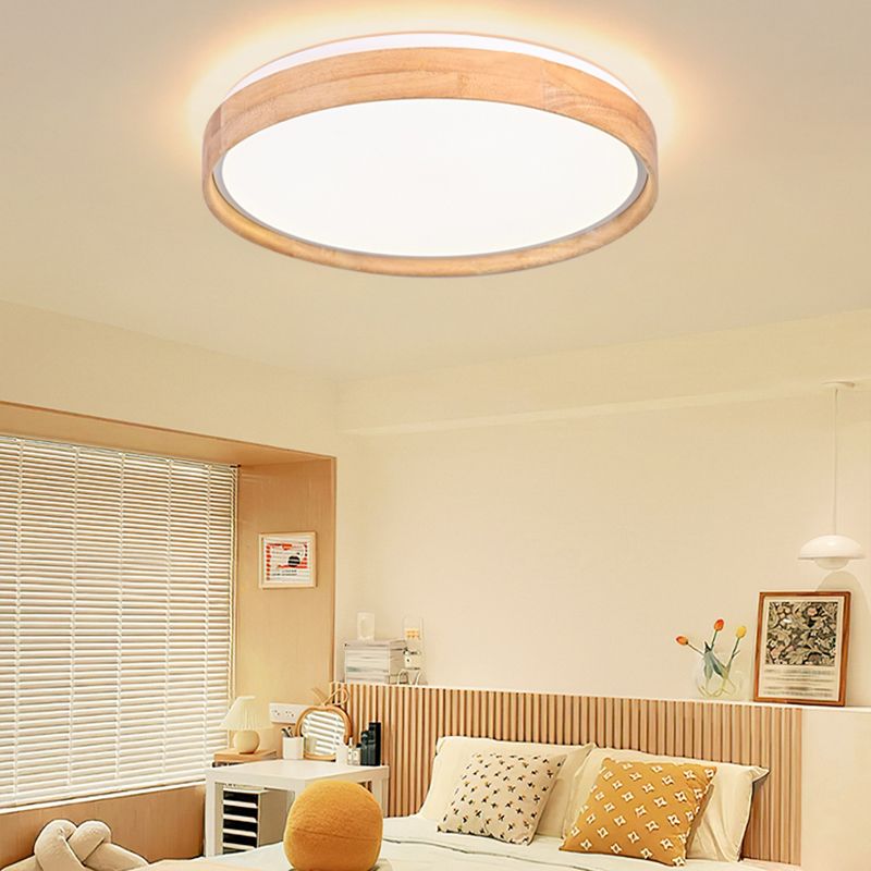 Wood Flush Light Modern Minimalist Style Flush Mount Light Fixtures for Living Room