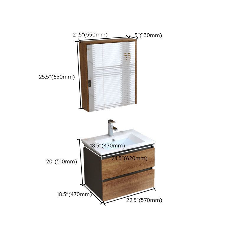 Shelving Included Vanity Set Wood 2 Drawers Freestanding Single Sink Vanity with Mirror