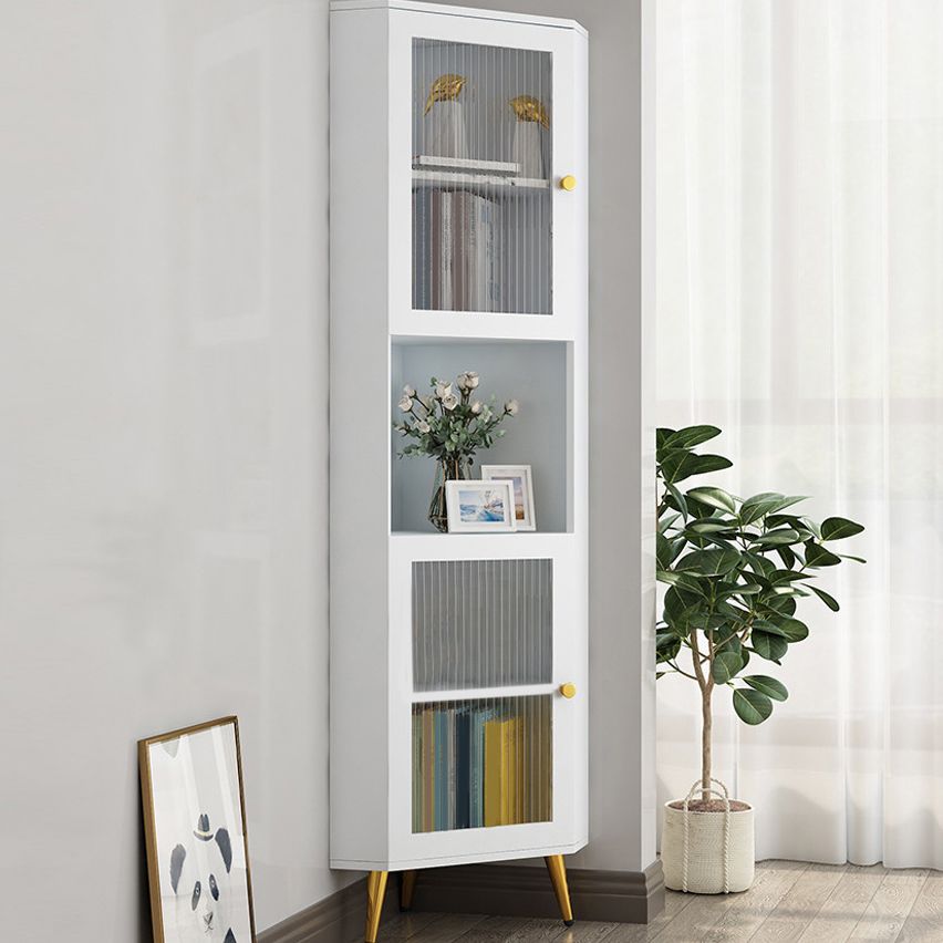 Wooden Accent Cabinet with 2 Glass Doors and Straight Legs Cabinet