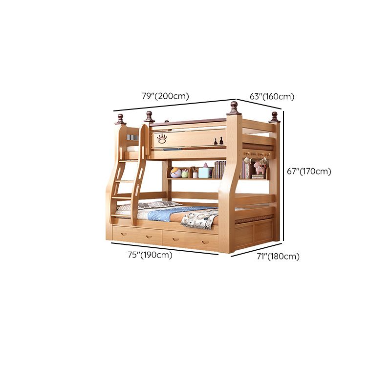 Solid Wood Natural Bunk Bed Scandinavian Kids Bed with Mattress