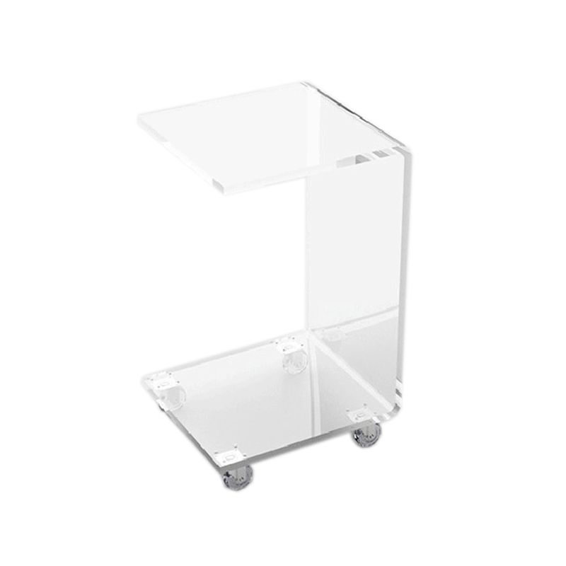 Acrylic Coffee or End Table for Living Room with Wheels and Shelf