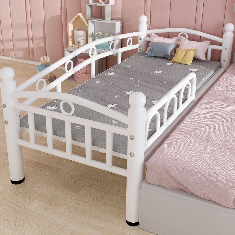 Metal Crib in White Industrial Iron Crib with Guardrails Nursery Bed