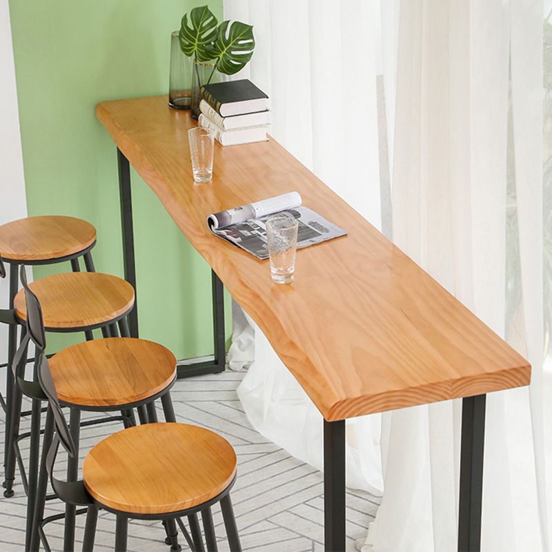 PIne Wood Bar Dining Table Modern Bar Table with Sled Base for Milk Tea Shop Kitchen