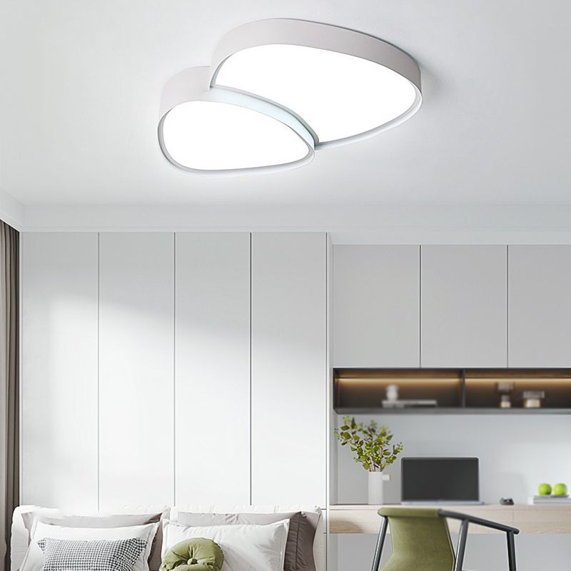 2/3-Light White Modernism Flush Mount Lighting LED Statement Ceiling Light for Foyer