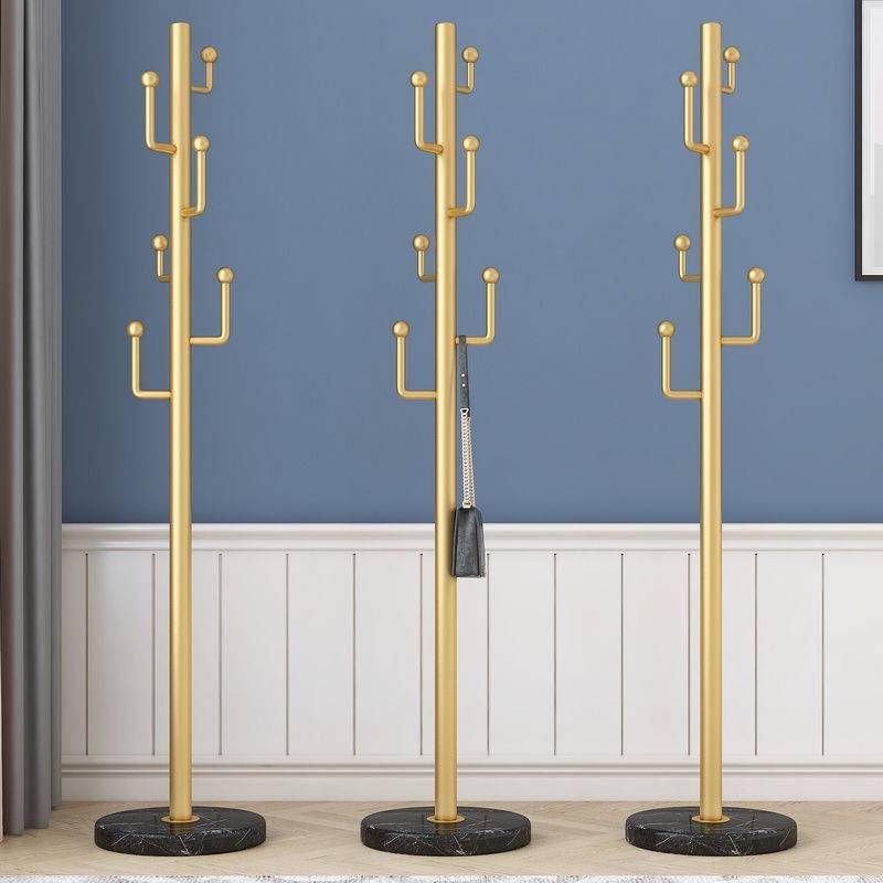 Marble Base Hall Tree Light Luxury Hanger Coat Metal Coat Rack with 6 Hooks