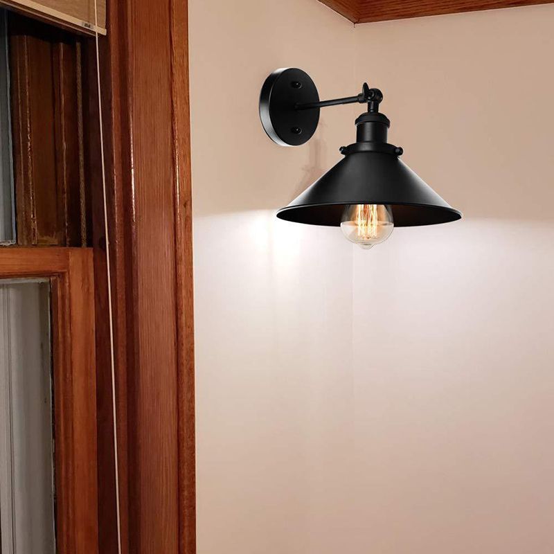 Industrial Style Black Vanity Light Cone Shape Vanity Lamp for Shower Room