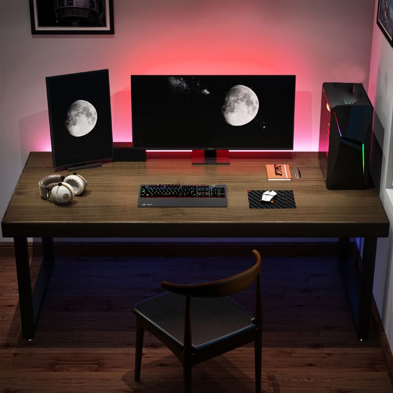 Contemporary Solid Wood Computer Desk Sled Base 29.53" Tall Gaming Desk