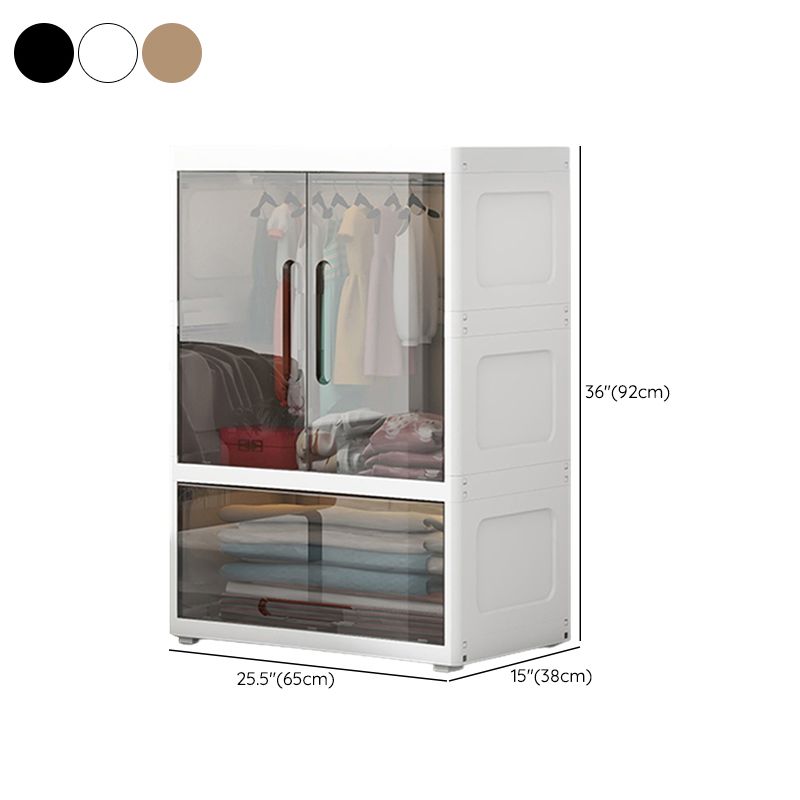 Modern Style Plastic Kids Closet Door Included Youth Armoire for Home