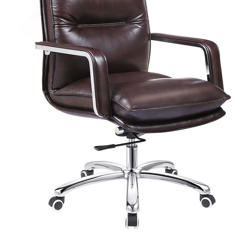 Modern Office Chair Adjustable Seat Height Padded Arms Faux Leather Desk Chair with Wheels