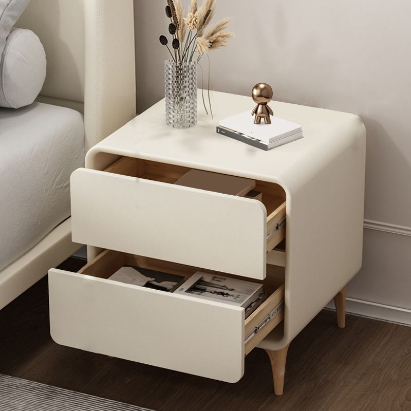 Modern Wooden Leather Nightstand Solid Color Kids Bedside Table