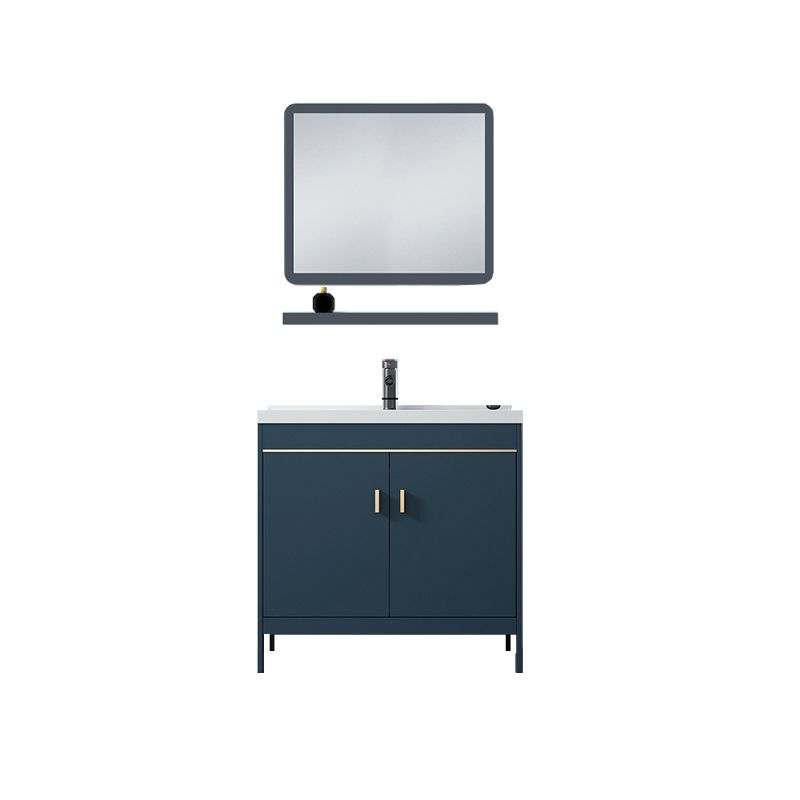 Contemporary Blue Sink Cabinet Metal Mirror Cabinet Bathroom Vanity Cabinet