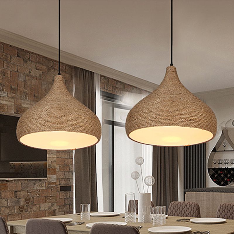 Corde à chanvre Pendroping Light Lodge Elemy 1 Bulbe Living Salon Suspension Lampe en beige