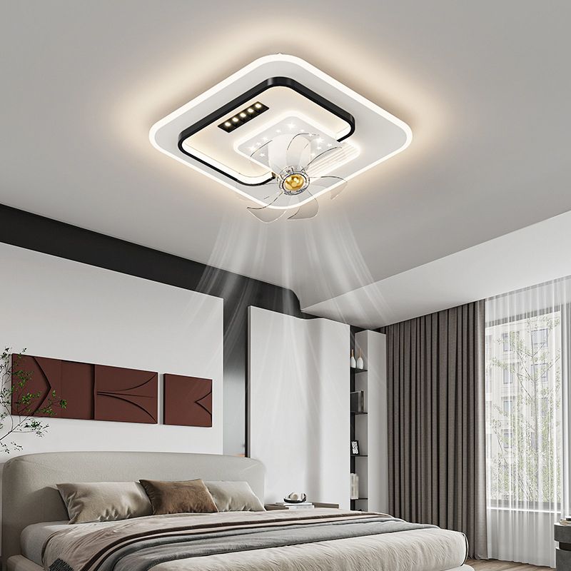 Interior LED Ceiling Fan Mount in Black and White Finish Geometric Ceiling Fan