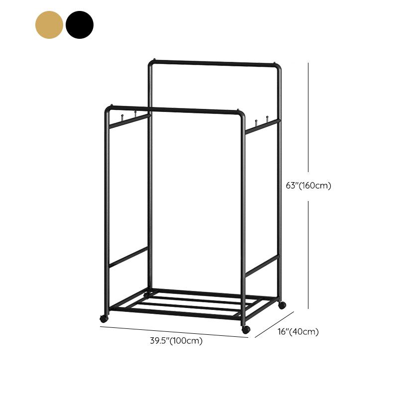 Modern Hall Stand 2 Hanging Rails and Storage Shelving Entryway Kit with Castors