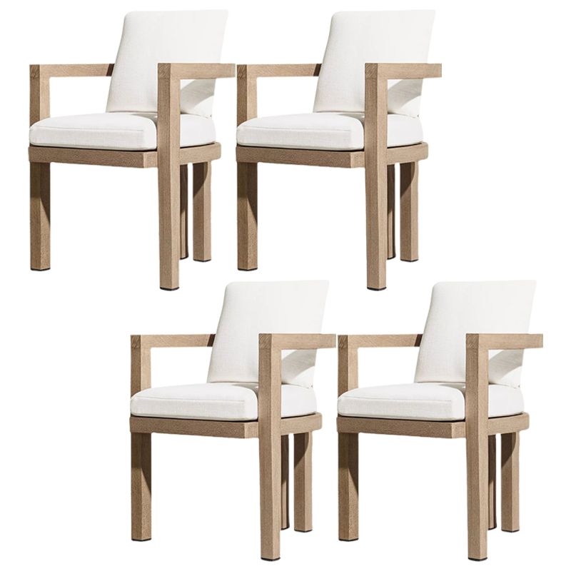 Modern Armed Chairs Solid Wood Natural Removable Cushion Dining Chairs