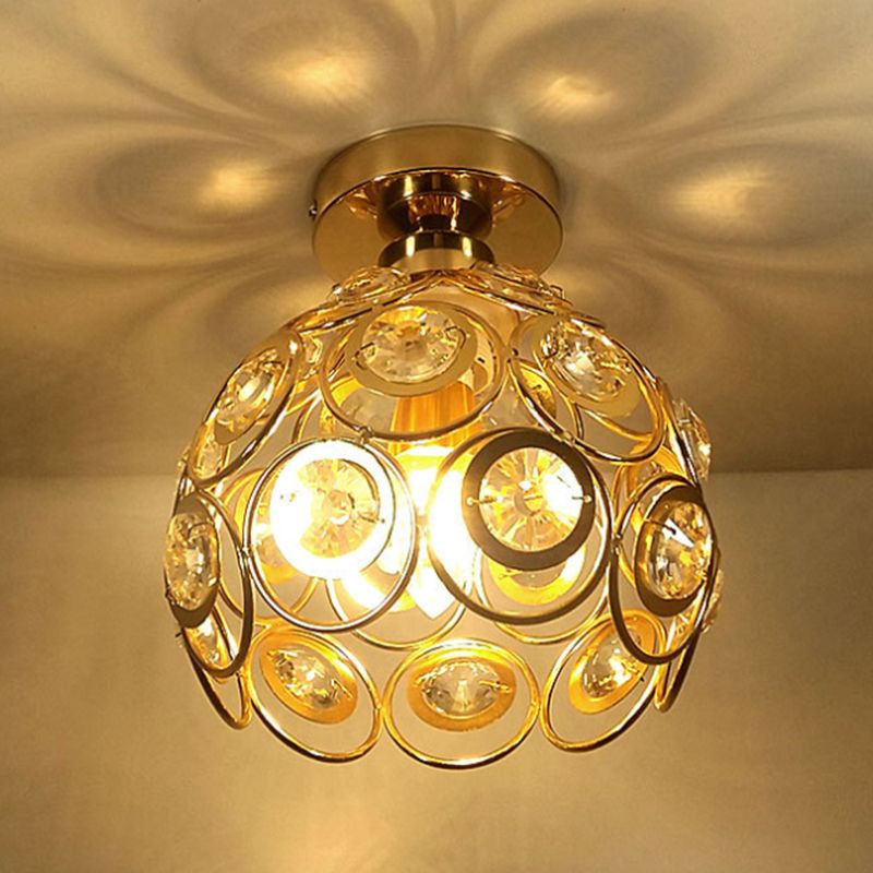 Globe Flush Ceiling Light Modern Crystal 1-Light Hallway Flush Mount Lamp