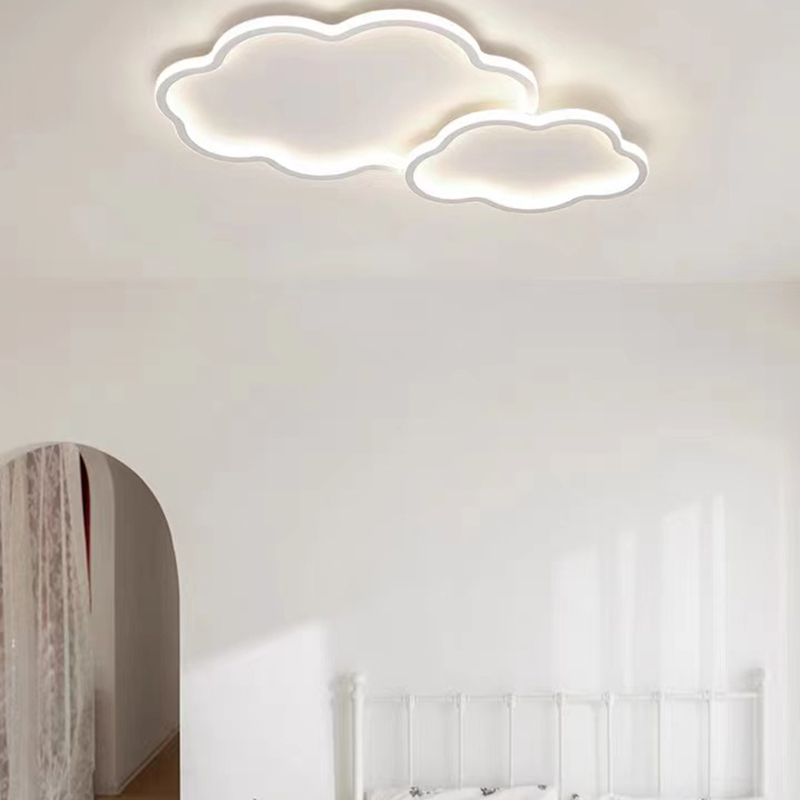 Modern LED Metal Flush Mount Cloud Shape Ceiling Light with Plastic Shade for Living Room