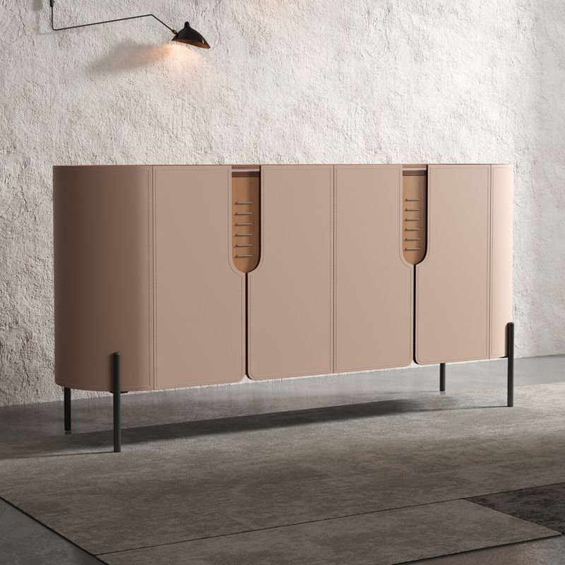 Stone Credenza Contemporary Style Server with Cabinets and Drawers