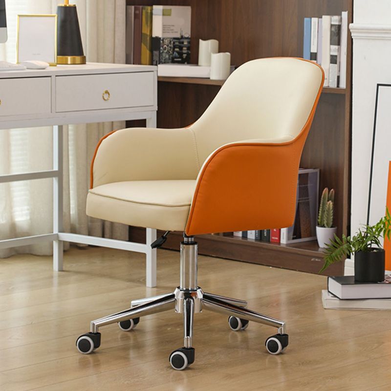 Armless Office Chair Contemporary Desk Chair with Wheels for Living Room