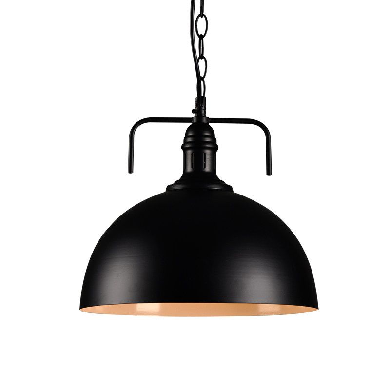 Hemisphere Porch Hanging Light Rural Metallic 1 Bulb Black Suspension Pendant Light