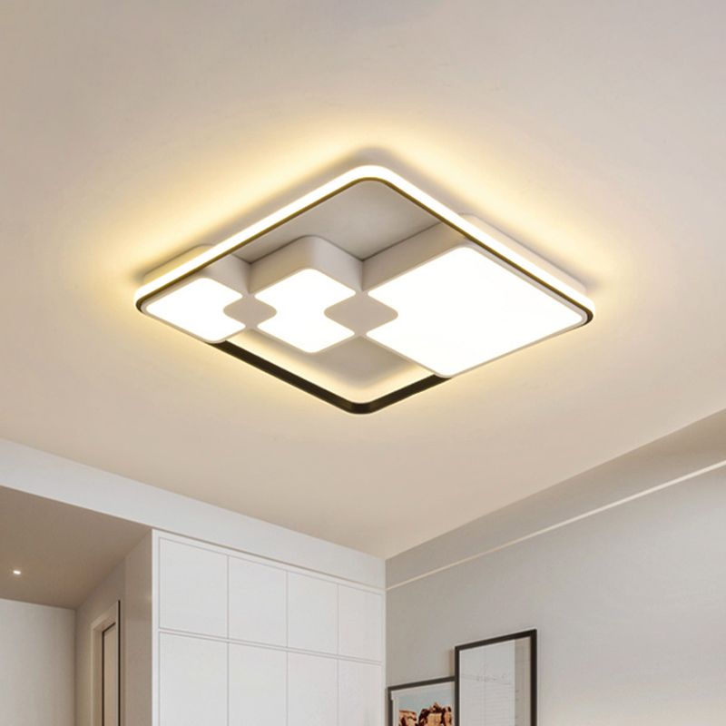 Kwadraat Plafond Flush Mount Nordic Style Acryl LED Wit Plafond Verlichting in Warm/Wit Verlichting, 18 "/23.5" Breedte