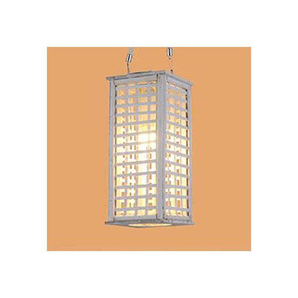 Style contemporain Rectangular Pendant Lighting Bamboo 14 "/19.5" LAME DE DINATION DE LA LIGHTE DE LA LIGHT