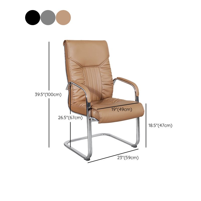 Modern Fixed Arms Office Chair Leather Task Chair for Office