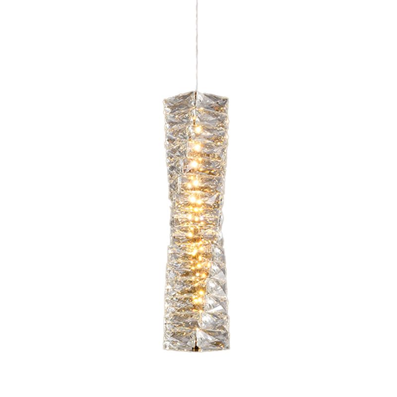 Postmodern Style Crystal Pendant Light Cuboid LED Hanging Pendant for Bedroom