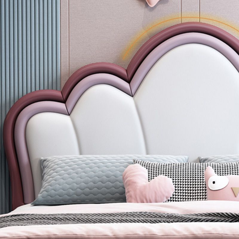 Contemporary Genuine Leather Princess Headboard Pink Kids Bed