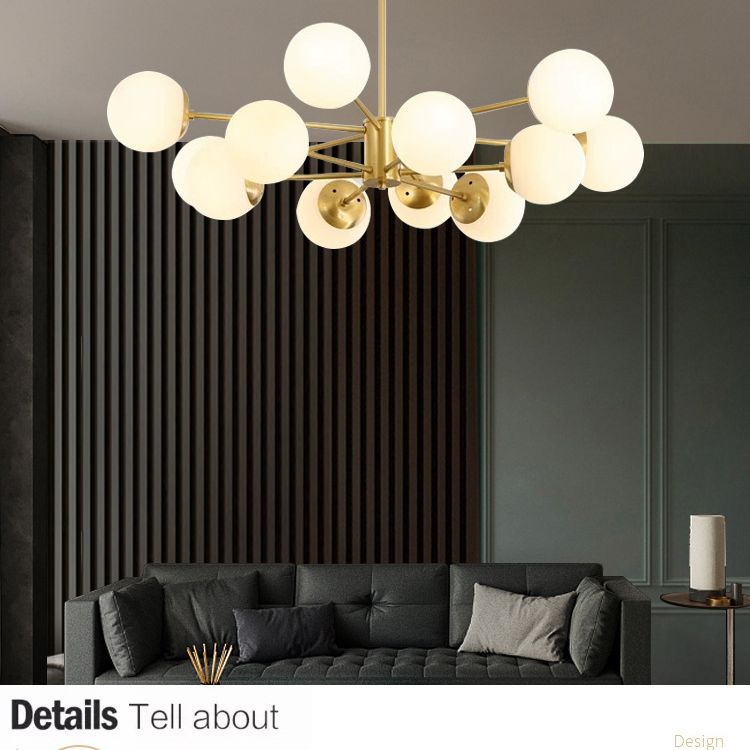 Postmoderner Metallhänge Kronleuchter hellglas Schatten Deckenkraut in Gold für Wohnzimmer