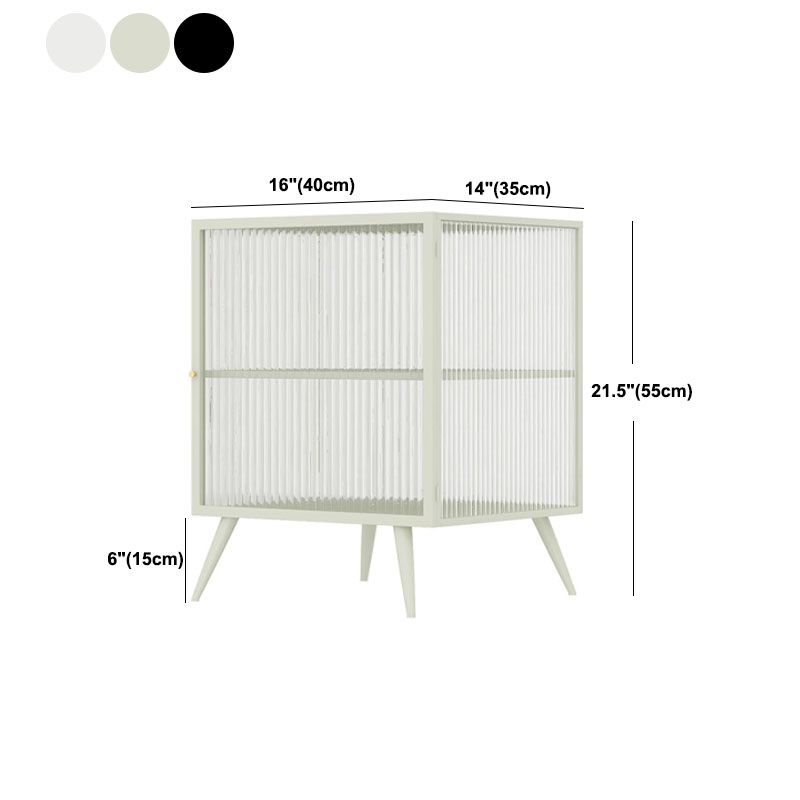 Modern Glass Door Night Table Metal Storage Nightstand for Bedroom