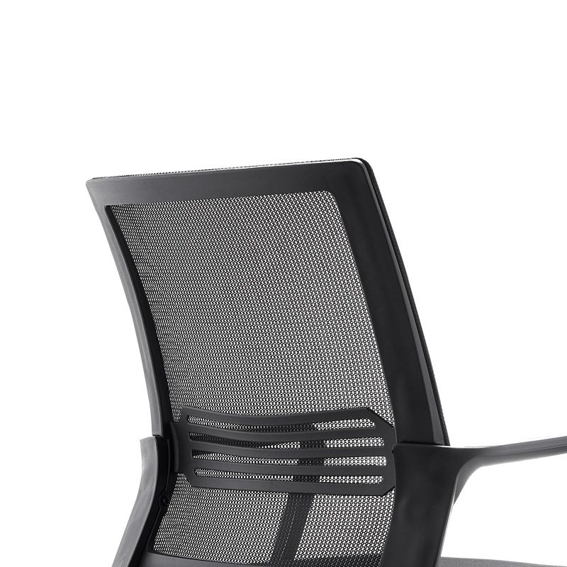 Black Mesh Office Chair Metal Frame Fixed Arm Desk Chair for Home and Office