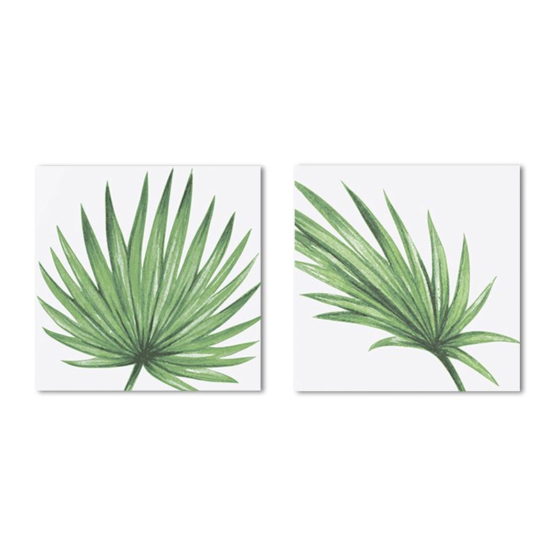 Farmhouse Fan Palm Leaves Canvas Green Tropix Plant Wall Art Set for Living Room