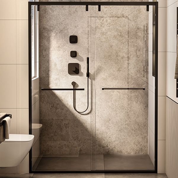 Double Sliding Shower Doors Black Tempered Glass Shower Bath Door