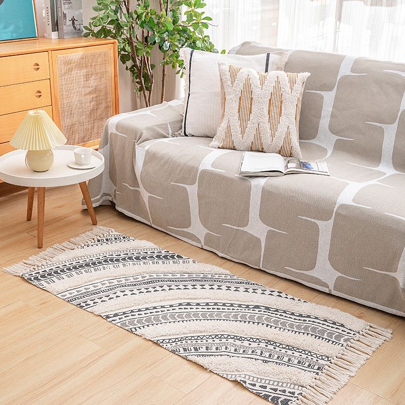 Creatief Marokkaans binnenvleed Rug Comfort Cotton Blend Tapijt Easy Care Tapijt met franje voor woningdecoratie