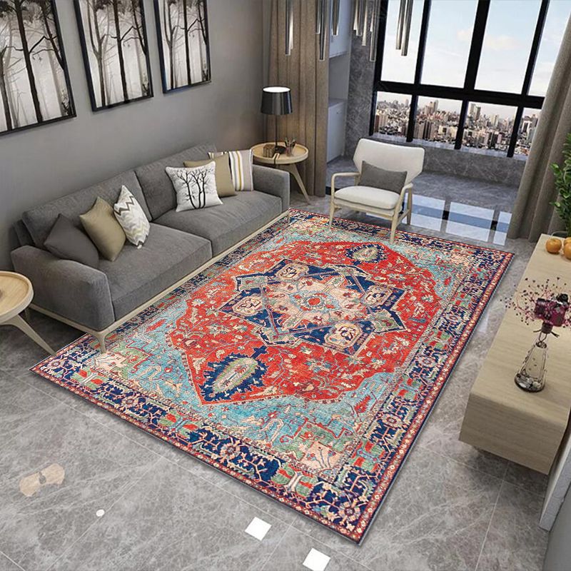 Chic Medallion Pattern Area Rug Grey Antique Area Carpet Non-Slip Backing Area Rug for Drawing Room