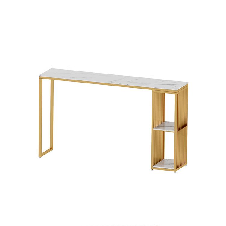 Rectangle Stone Bar Dining Table Contemporary Bar Table with Sled Base