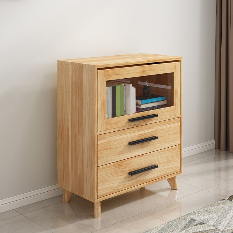 Standard Wooden Bookshelf Natural Contemporary Bookcase with Cabinets